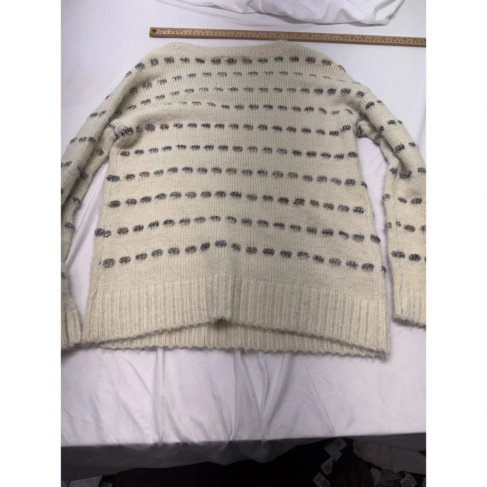 Moth Loft Silver Tinsel Yarn Oversized Sweater M Scandi Minimalist Pride Rainbow